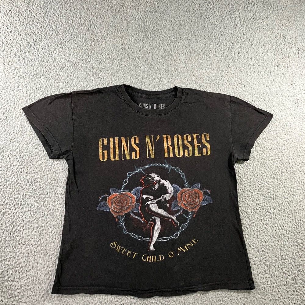 Guns N' Roses Graphic T-Shirt Women M Sweet Child O' Mine Rock Band Thrashed